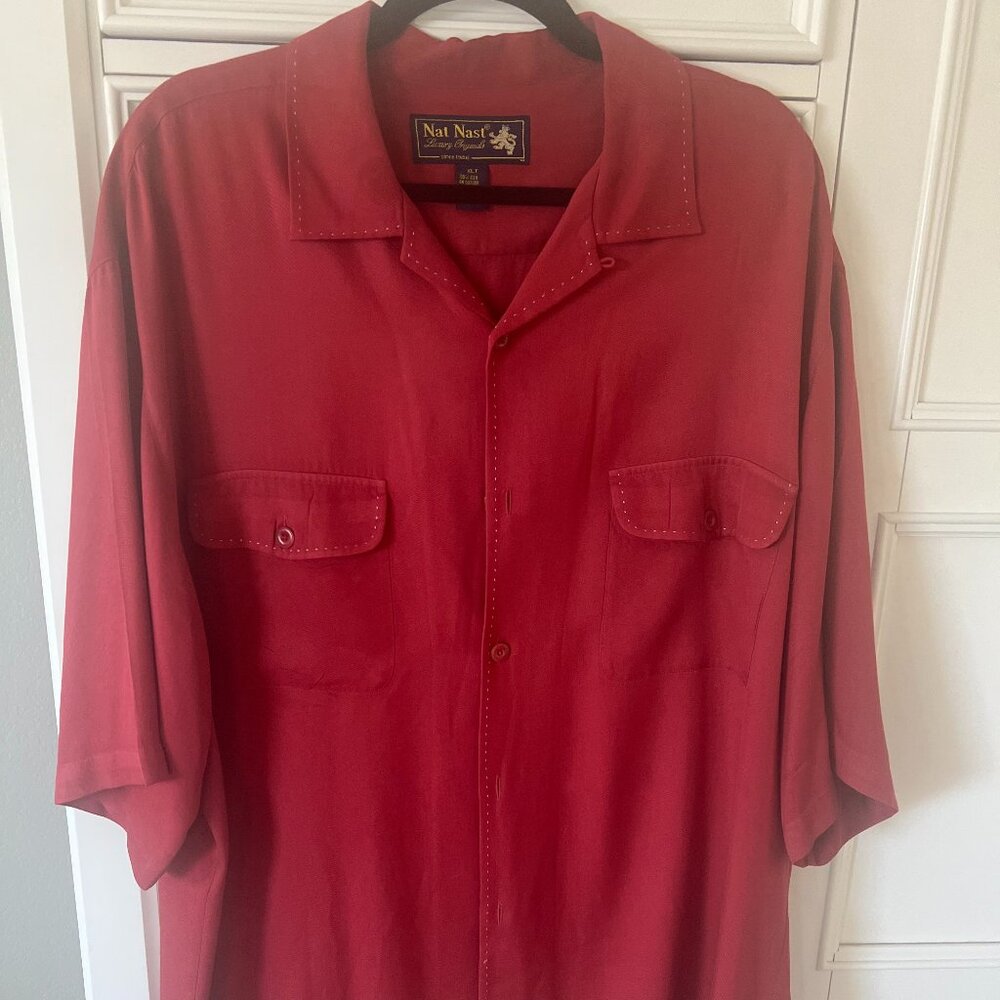 Nat Nast Luxury Originals Silk Button Down Shirt XLT Retails $155